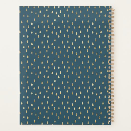 Aquamarines Green Gold Raindrop Modernes Trendmono Planer (Rückseite)