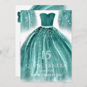 Aquamarines Green Mermaid Dress Quinceanera Party Einladung (Vorne/Hinten)