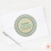 Aquamarines Green Polka Dot Muster aus Labels Runder Aufkleber (Umschlag)