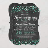 Aquamarines Green Retro Chalkboard Housewarming Pa Einladung (Vorne/Hinten)