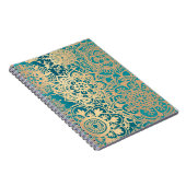 Aquamarines Green und Gold Floral Mandala Muster Notizblock (Rechte Seite)