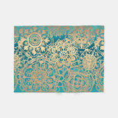 Aquamarines Green und Gold Mandala Muster Fleecedecke (Vorderseite (Horizontal))