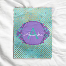 Aquamarines Green und Lila Mermaid-Monogramm