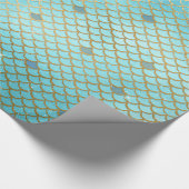 Aquamarines Green und Lila Mermaid-Scales-Muster Geschenkpapier (Ecke)