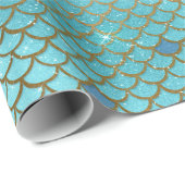 Aquamarines Green und Lila Mermaid-Scales-Muster Geschenkpapier (Rolleneckpunkt)