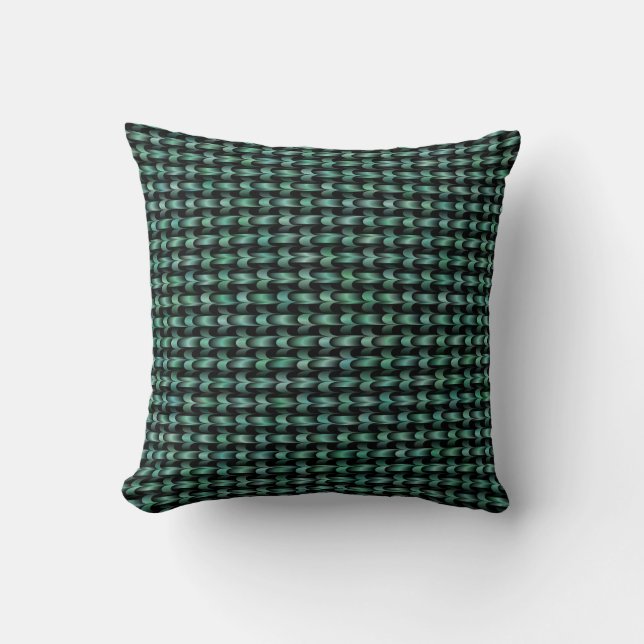 Aquamarines Green Weave Muster Kissen (Vorderseite)