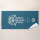 Aquamarines Green Yoga Studio Hamsa individuell an Badehandtuch (Badehandtuch)