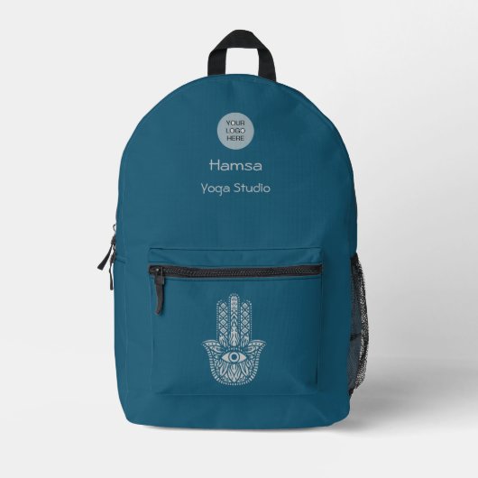 Aquamarines Green Yoga Studio Hamsa individuell an Bedruckter Rucksack (Vorderseite)