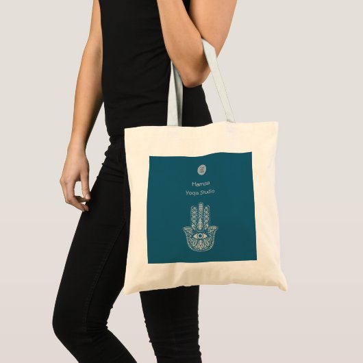 Aquamarines Green Yoga Studio Hamsa individuell an Tragetasche (Vorderseite (Produkt))