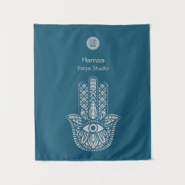 Aquamarines Green Yoga Studio Hamsa individuell an Wandteppich