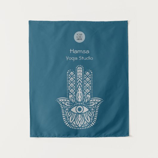 Aquamarines Green Yoga Studio Hamsa individuell an Wandteppich (Vorderseite)