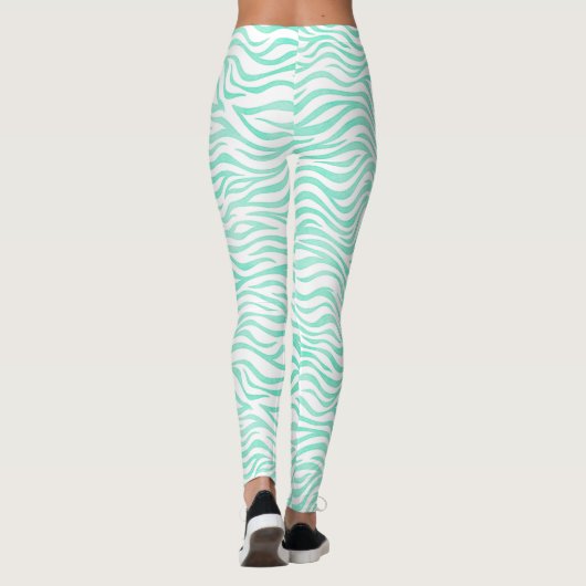 Aquamarines Green Zebra Muster Leggings (Rückseite)