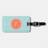 Aquamarines griechisches geometrisches gepäckanhänger (Vorderseite horizontal)