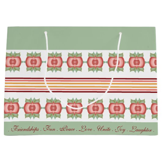 Aquamarines Grün mit Streifenmuster auf Geschenktü Große Geschenktüte (Vorderseite)