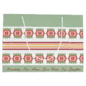 Aquamarines Grün mit Streifenmuster auf Geschenktü Große Geschenktüte (Rückseite)