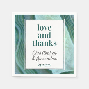 Aquamarines Grün - silberne Geode Achat-Hochzeit Serviette