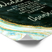 Aquamarines Grün- und Gold-Zeichen für Hochzeitsti Poster (Ecke)
