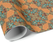 Aquamarines Grünbuch Fraktal Emblem Orange Wrappin Geschenkpapier (Rolleneckpunkt)