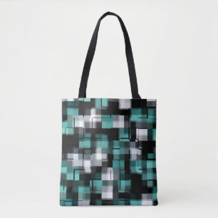 Aquamarines Grünes Blau Schwarz-weiß Abstrakt Tasche