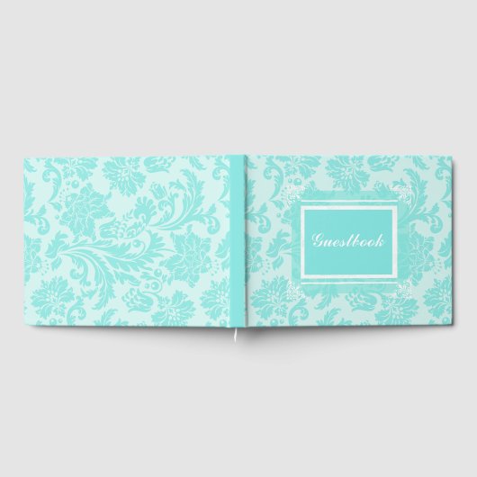 Aquamarines, grünes, blaues Vintages Gästebuch (Voll)