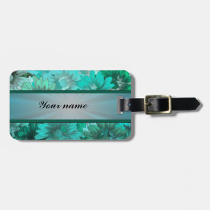 Aquamarines grünes Blumenmuster Gepäckanhänger