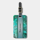 Aquamarines grünes Blumenmuster Gepäckanhänger (Vorderseite vertikal)