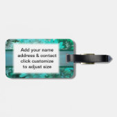 Aquamarines grünes Blumenmuster Gepäckanhänger (Rückseite horizontal)