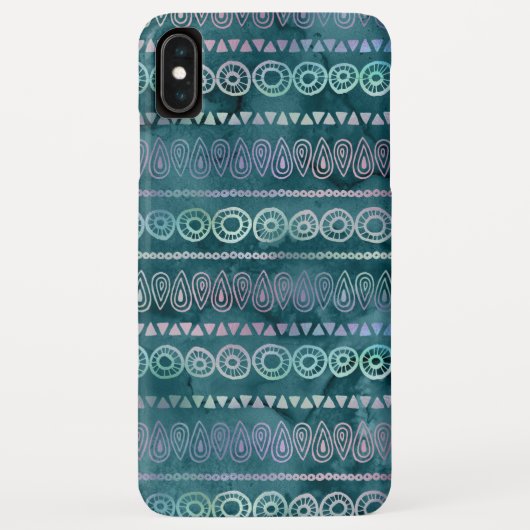 Aquamarines, grünes Boho-Handgezeichnetes Muster Case-Mate iPhone Hülle (Rückseite)