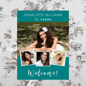 Aquamarines grünes Foto Collage Geburtstagsfeier Poster