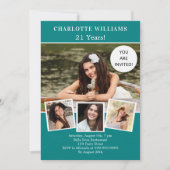 Aquamarines grünes Foto Collage Luxus Geburtstag Einladung (Vorderseite)