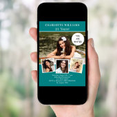 Aquamarines grünes Foto Collage Luxus Geburtstag Einladung