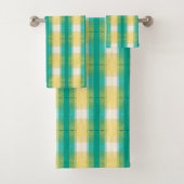 Aquamarines, grünes, gelb gestrichenes Muster Badhandtuch Set (Insitu)