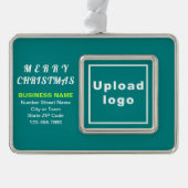 Aquamarines grünes Gerahmtes Rechteck Rahmen-Ornament Silber (Vorderseite)