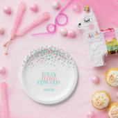 Aquamarines, grünes Korallenorangetuch Pappteller (Party)