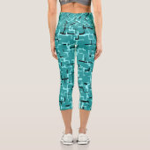 Aquamarines Grünes modernes Muster Capri Leggings (Rückseite)