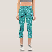 Aquamarines Grünes modernes Muster Capri Leggings (Vorderseite)
