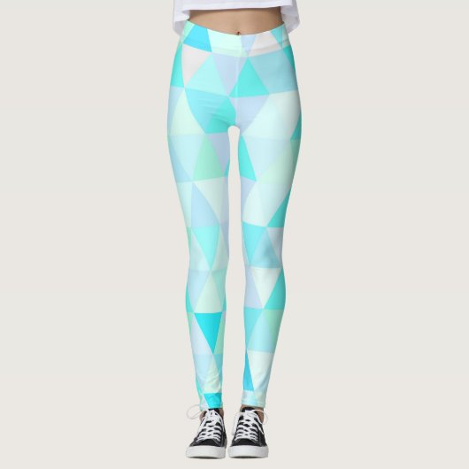Aquamarines grünes Musterdesign bedruckte Leggings (Vorderseite)