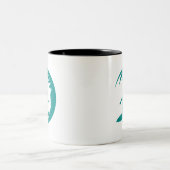 Aquamarines grünes Surfen Zweifarbige Tasse (Mittel)