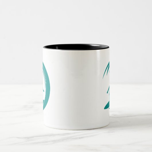 Aquamarines grünes Surfen Zweifarbige Tasse (Mittel)