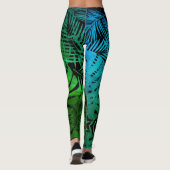 Aquamarines grünes, tropisches Palmenblatt Leggings (Rückseite)