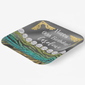 Aquamarines grünes Zebra Print & Gold Silber Gebur Pappteller (Gewinkelt)
