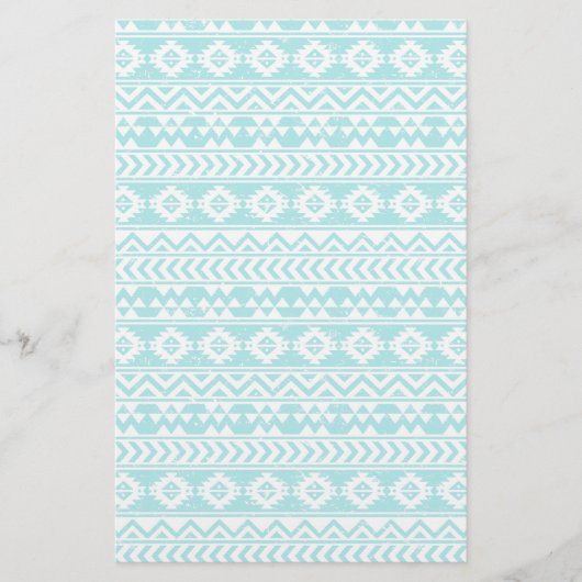 Aquamarines Grunge-Aztec-Stammmuster Briefpapier (Vorderseite)
