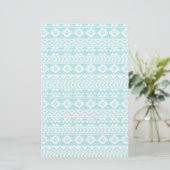 Aquamarines Grunge-Aztec-Stammmuster Briefpapier (Stehend Vorderseite)