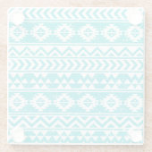 Aquamarines Grunge-Aztec-Stammmuster Glasuntersetzer (Rückseite)