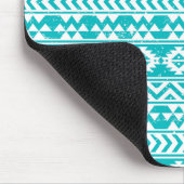 Aquamarines Grunge-Aztec-Stammmuster Mousepad (Ecke)