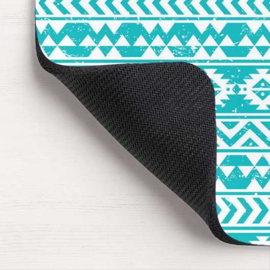 Aquamarines Grunge-Aztec-Stammmuster Mousepad (Ecke)