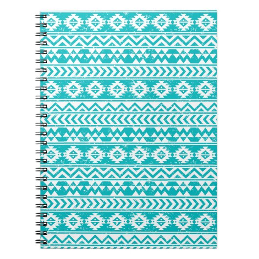 Aquamarines Grunge-Aztec-Stammmuster Notizblock (Vorderseite)