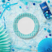 Aquamarines Grunge-Aztec-Stammmuster Pappteller (Party)