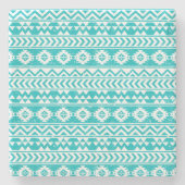 Aquamarines Grunge-Aztec-Stammmuster Steinuntersetzer (Vorderseite)