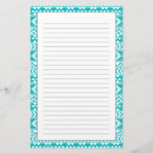 Aquamarines Grunge Aztec Tribal Muster Briefpapier